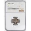 Image 1 : 1916-D Mercury Dime Coin NGC AG3