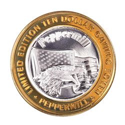 .999 Silver Peppermill Hotel Casino Reno, NV $10 Casino Limited Edition Gaming Token