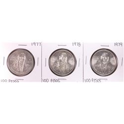 Lot of 1977-1979 Mexico 100 Pesos Silver Coins