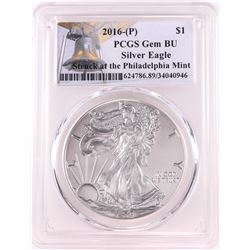 2016-P $1 American Silver Eagle Coin PCGS Gem BU Struck at the Philadelphia Mint