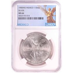 1985Mo Mexico 1 Onza Libertad Silver Coin NGC MS66