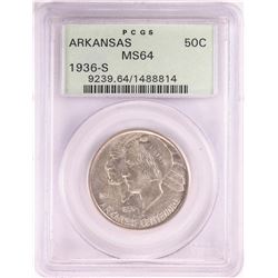 1936-S Arkansas Centennial Commemorative Half Dollar Coin PCGS MS64 Old Green Holder