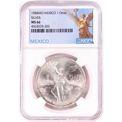 1984Mo Mexico 1 Onza Libertad Silver Coin NGC MS66
