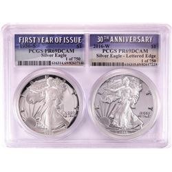 1986-S & 2016-W $1 Proof American Silver Eagle Coin Set PCGS PR69DCAM