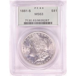 1881-S $1 Morgan Silver Dollar Coin PCGS MS63 Old Green Holder