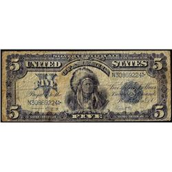 1899 $5 Indian Chief Silver Certificate Note