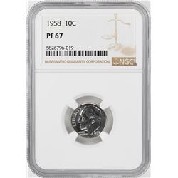 1958 Proof Roosevelt Dime Coin NGC PF67