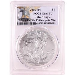 2016-P $1 American Silver Eagle Coin PCGS Gem BU Struck at the Philadelphia Mint