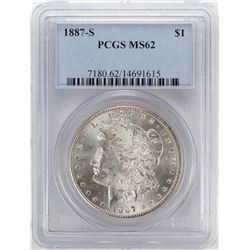 1887-S $1 Morgan Silver Dollar Coin PCGS MS62