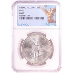 1985Mo Mexico 1 Onza Libertad Silver Coin NGC MS67