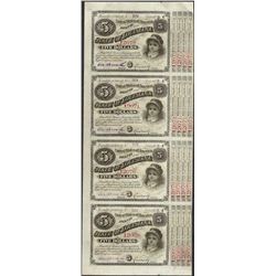 Uncut Sheet of (4) State of Louisiana Baby Bond Obsolete Notes