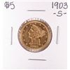 Image 1 : 1903-S $5 Liberty Head Half Eagle Gold Coin