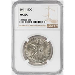 1941 Walking Liberty Half Dollar Coin NGC MS65