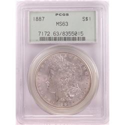 1887 $1 Morgan Silver Dollar Coin PCGS MS63 Old Green Holder