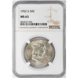 1952-S Franklin Half Dollar Coin NGC MS63