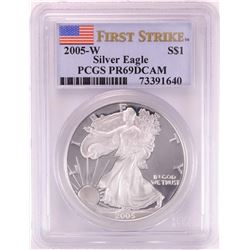 2005-W $1 Proof American Silver Eagle Coin PCGS PR69DCAM First Strike