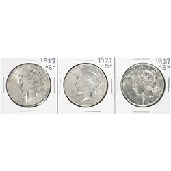 Lot of (3) 1927-S $1 Peace Silver Dollar Coins