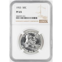 1953 Proof Franklin Half Dollar Coin NGC PF65