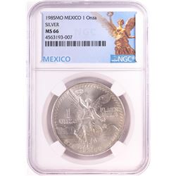 1985Mo Mexico 1 Onza Libertad Silver Coin NGC MS66
