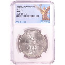 1985Mo Mexico 1 Onza Libertad Silver Coin NGC MS67