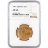 Image 1 : 1907 $10 Liberty Head Eagle Gold Coin NGC AU58