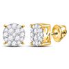 Image 1 : 5/8 CTW Round Diamond Circle Cluster Earrings 10kt Yellow Gold - REF-35W9F