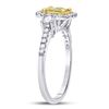 Image 3 : 5/8 CTW Round Yellow Diamond Square Frame Cluster Ring 14kt White Gold - REF-54H3W