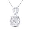 Image 2 : 1 CTW Round Diamond Flower Cluster Pendant 14kt White Gold - REF-83F9M