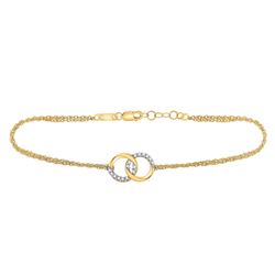 1/10 CTW Round Diamond Linked Circle Fashion Bracelet 10kt Yellow Gold - REF-14Y4X