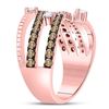 Image 3 : 1 CTW Round Brown Diamond Crossover Fashion Ring 10kt Rose Gold - REF-60W3F