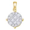 Image 1 : 1 CTW Yellow Princess Round Diamond Cluster Pendant 14kt White Gold - REF-83N9Y