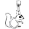 Image 1 : 1/20 CTW Round Diamond Squirrel Critter Pendant 10kt White Gold - REF-8T4K