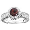 Image 1 : 1.51 CTW Garnet & Diamond Ring 14K White Gold - REF-91X9M