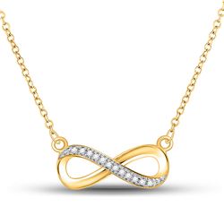 1/20 CTW White Round Diamond Infinity Love Pendant 10kt Yellow Gold - REF-11H9W