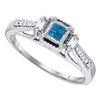 Image 1 : 1/4 CTW Princess Blue Color Enhanced Diamond Bridal Engagement Ring 10kt White Gold - REF-18F3M