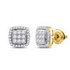 Image 1 : 1/2 CTW Round Diamond Square Cluster Earrings 10kt Yellow Gold - REF-30Y3X
