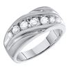 Image 1 : 1 CTW Mens Round Channel-set Diamond Single Row Wedding Ring 10kt White Gold - REF-77T9K