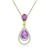 Image 1 : 1 & 1/2 CTW Oval Lab-Created Amethyst Diamond Teardrop Pendant 10kt Yellow Gold - REF-18F3M