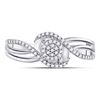 Image 2 : 1/6 CTW Round Diamond Circle Cluster Strand Ring 10kt White Gold - REF-18H3W
