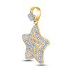 Image 2 : 3/4 CTW Mens Round Diamond Concentric Star Charm Pendant 10kt Yellow Gold - REF-45Y6X