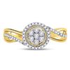 Image 2 : 1/6 CTW Round Diamond Flower Cluster Ring 10kt Yellow Gold - REF-19X2T