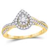 Image 1 : 1/4 CTW Round Diamond Teardrop Cluster Bridal Wedding Engagement Ring 14kt Yellow Gold - REF-33W6F