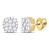 Image 1 : 1 CTW Round Diamond Circle Cluster Earrings 14kt Yellow Gold - REF-65M9A