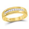 Image 1 : 1/2 CTW Mens Princess Diamond Wedding Ring 14kt Yellow Gold - REF-54X3T