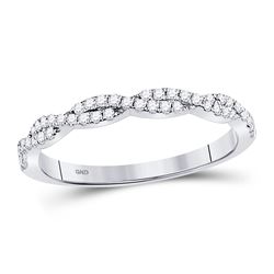 1/4 CTW Round Diamond Woven Twist Stackable Ring 10kt White Gold - REF-22T8K