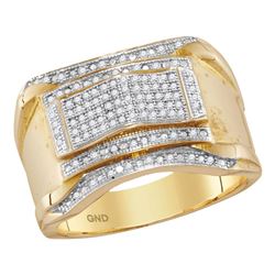 1/3 CTW Mens Round Diamond Contoured Arch Cluster Ring 10kt Yellow Gold - REF-41K9R