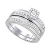 Image 2 : 1/3 CTW Round Diamond Matching Trio Mens Wedding Bridal Ring 10kt White Gold - REF-39Y6X