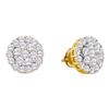 Image 1 : 2 CTW Round Diamond Flower Cluster Screwback Earrings 14kt Yellow Gold - REF-117R5H