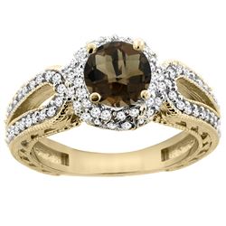 1.50 CTW Quartz & Diamond Ring 14K Yellow Gold - REF-86H9M
