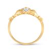 Image 3 : 0.02 CTW Round Diamond Claddagh Heart Ring 14kt Yellow Gold - REF-13R2H